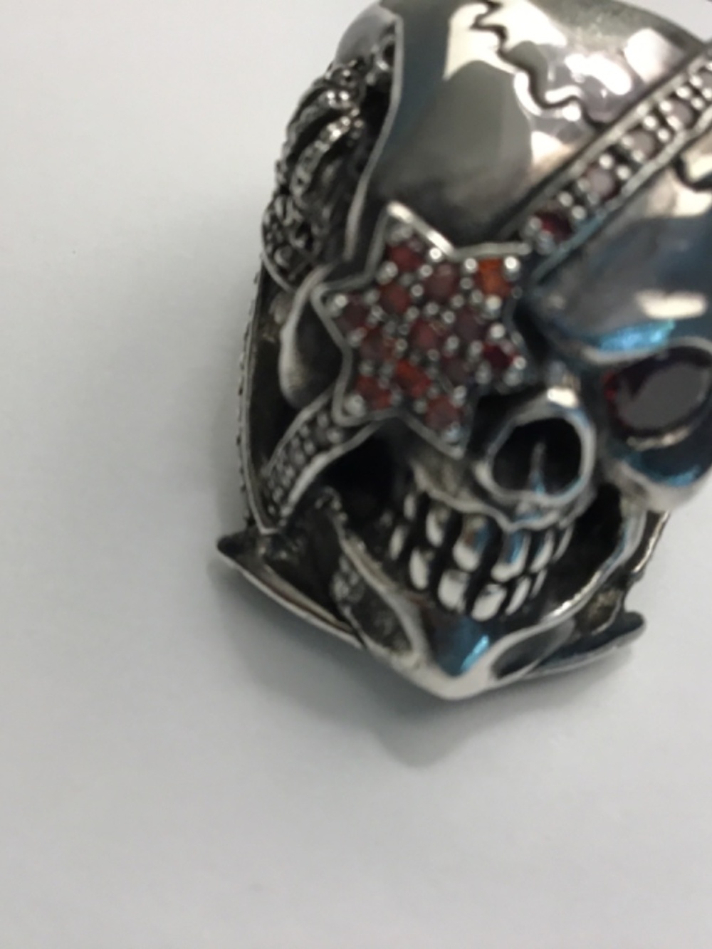 Pirate GARNET mans ring .925 - Picture 8 of 10